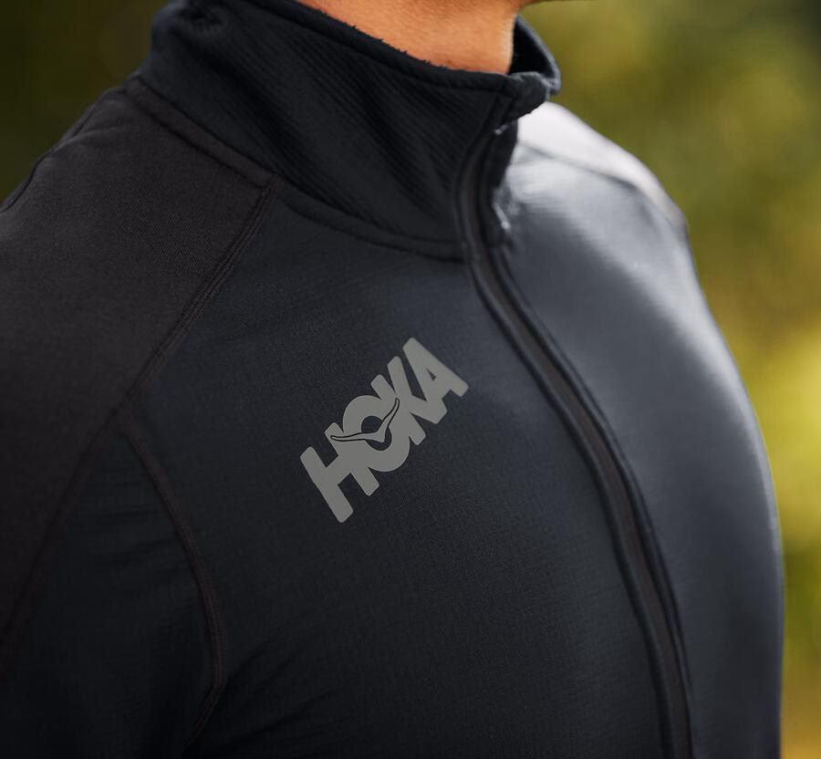 Top Hoka One One Hombre - 1/2 Cremallera Midlayer - Negras - YWS017563